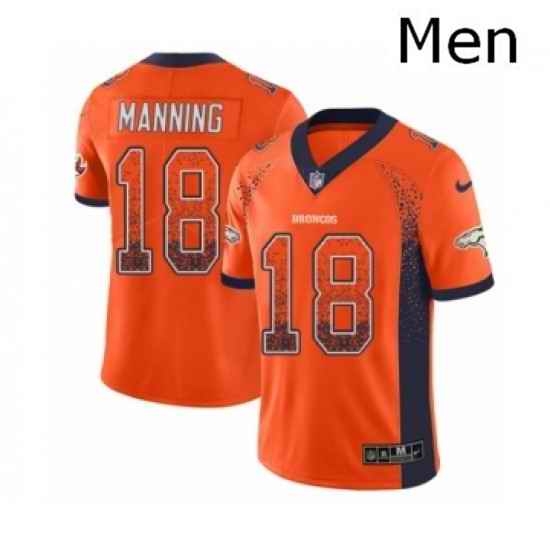 Men Nike Denver Broncos 18 Peyton Manning Limited Orange Rush Drift Fashion NFL Jersey